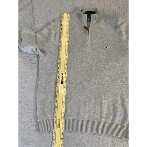 Vineyard Vines Sz S Gray 1/4 Zip Blue Striped Inside Collar Pullover Long Sleeve - Picture 8 of 8
